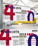 改革开放40周年红蓝简约展板