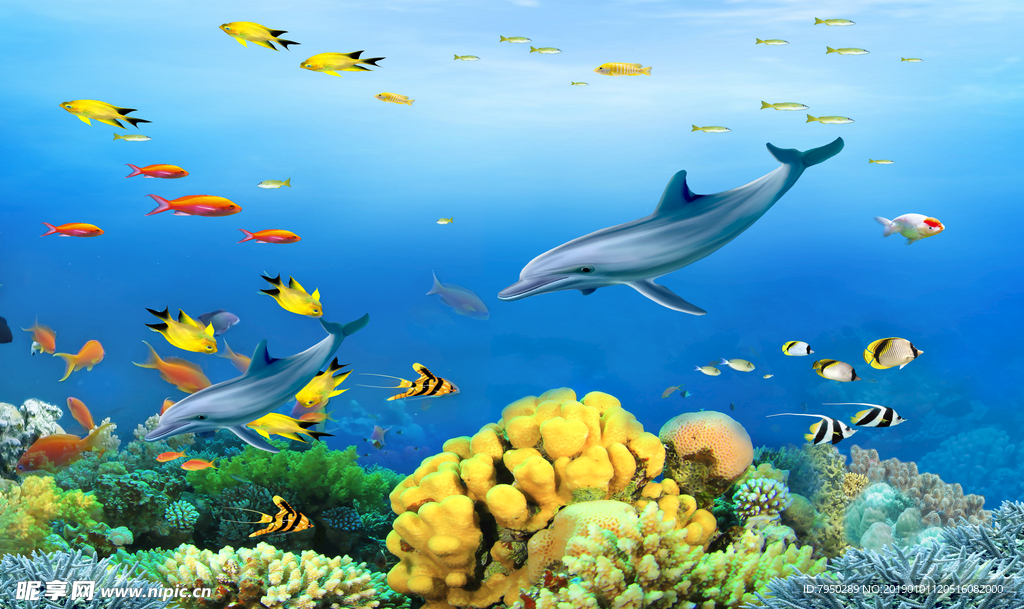 海景海底世界背景墙