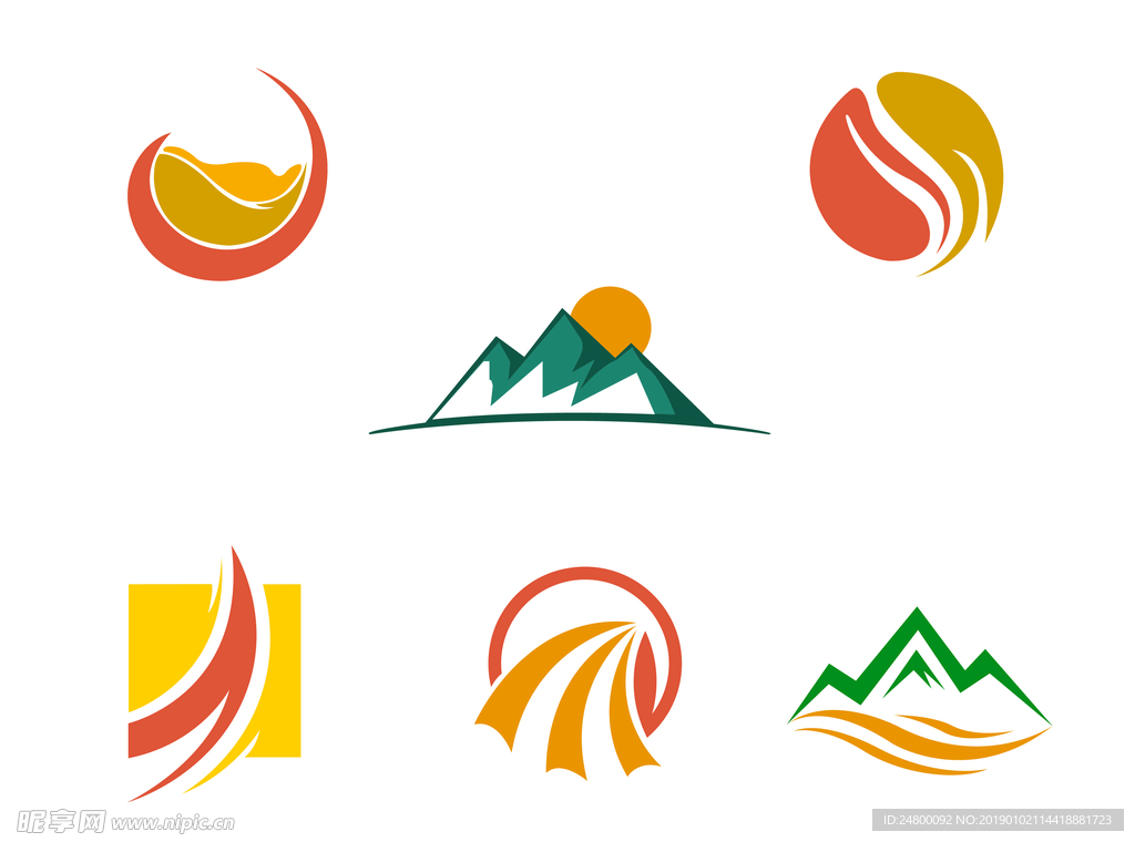 logo 圆形 山 水 暖通