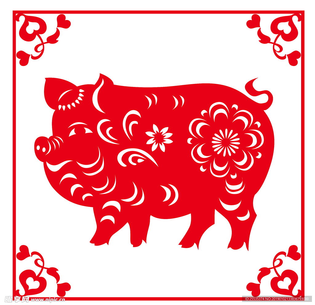 小猪窗花