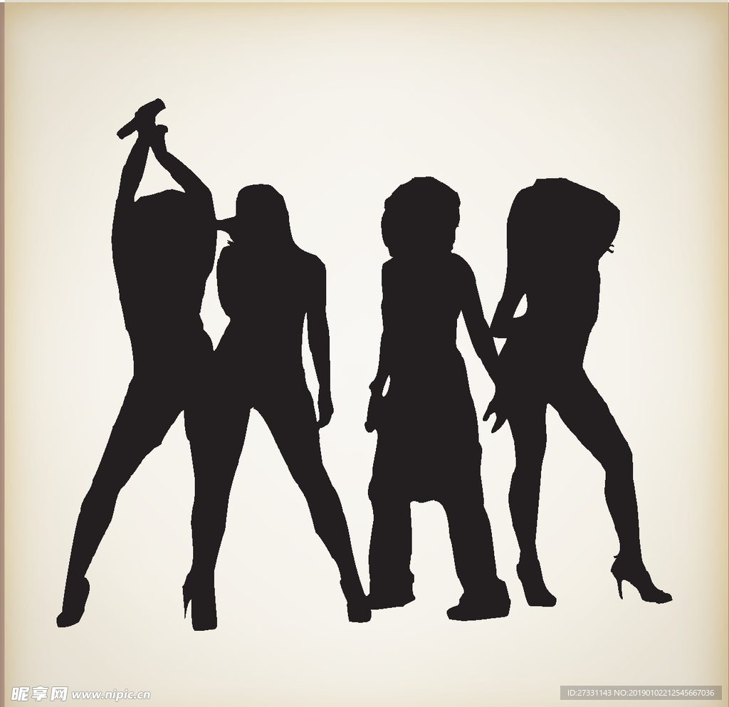 矢量人物剪影 黑白人物剪影