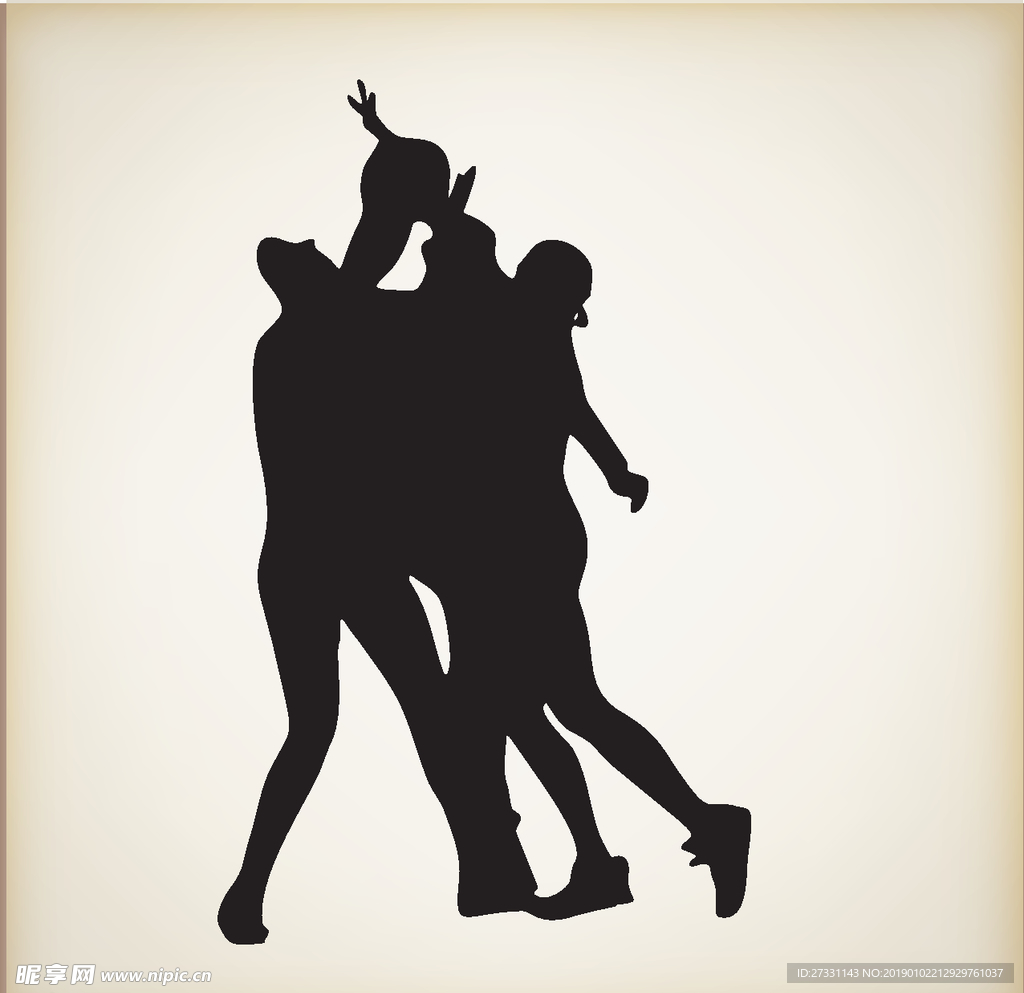 矢量人物剪影 黑白人物剪影