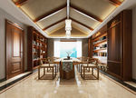 中式书房茶室3D模型