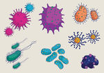 卡通可爱细菌微生物图标