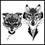 手绘猫小姐狗先生黑白装饰画