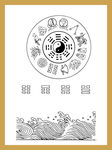 手绘线描凤凰
