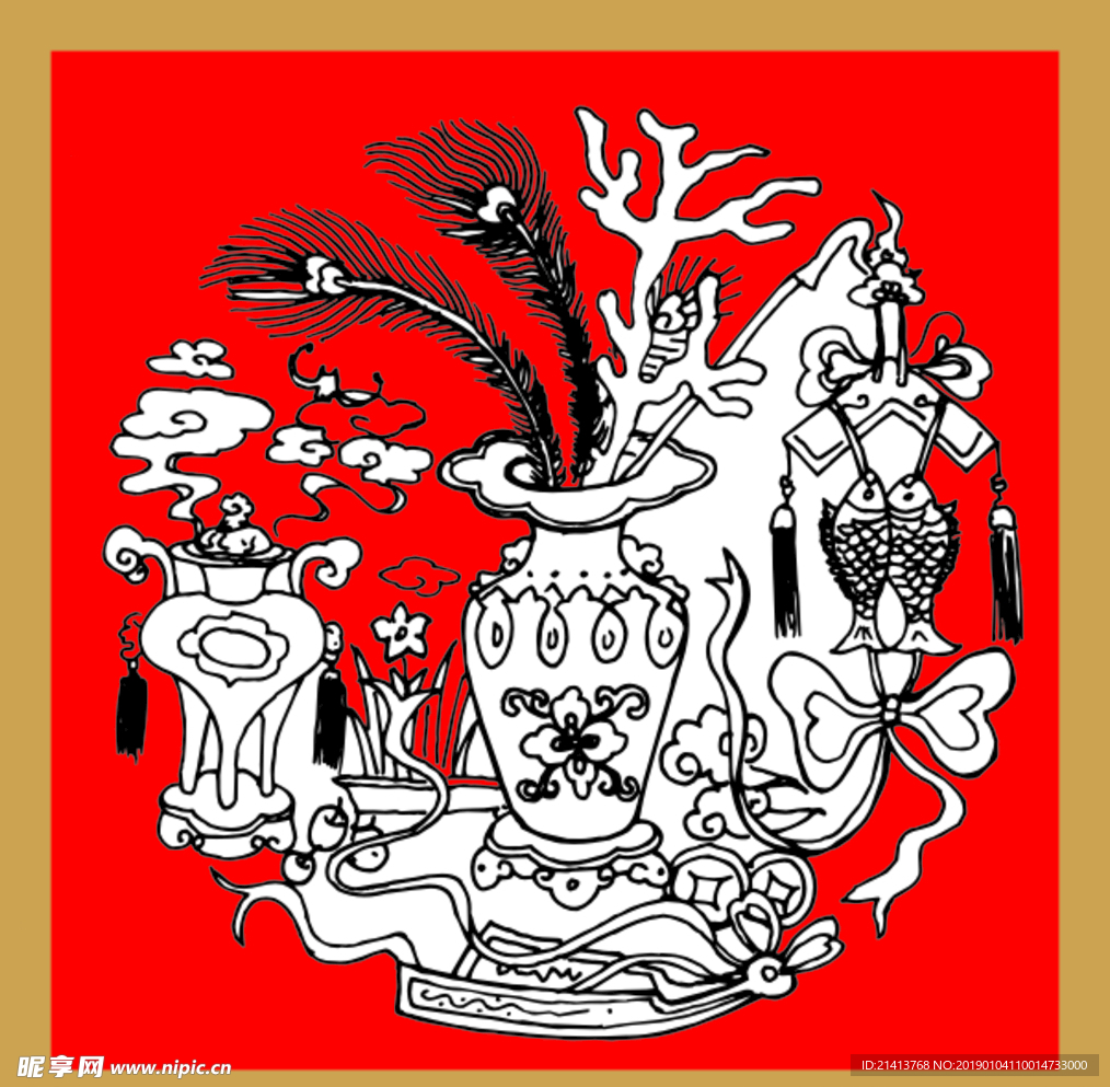 手绘线描凤凰