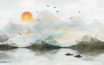 中国风水墨禅意风景绘画