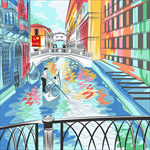 彩色的水城建筑插画
