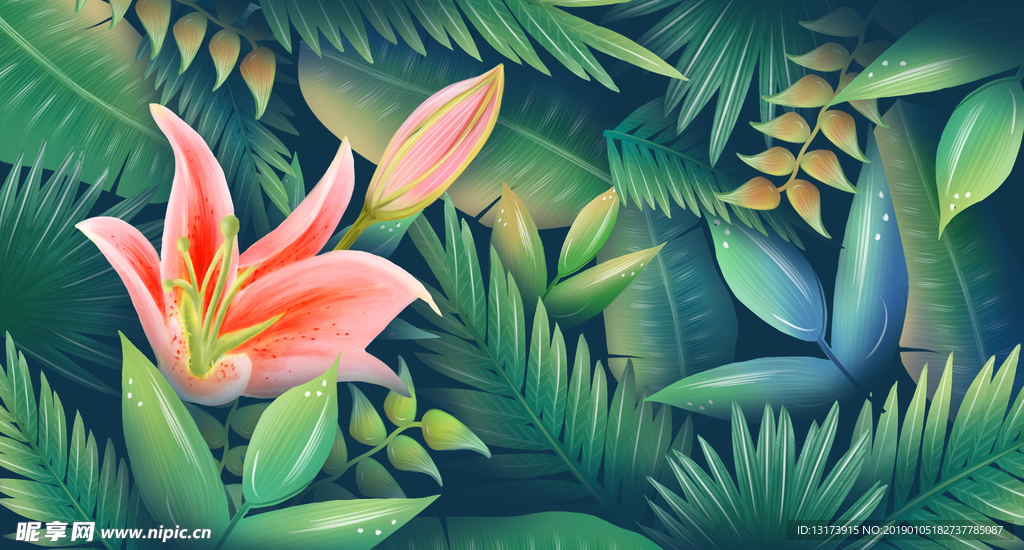 花朵绿叶背景素材