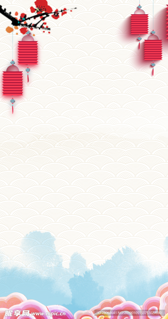 中国风 喜庆 背景 灯笼 淡彩