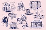 西部牛仔原住民素描图案