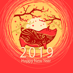 树木花纹新年背景海报