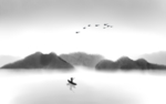 简约禅意山脉风景画