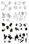 黑白反色矢量兽类头像轮廓画