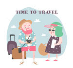 创意旅行男子和女子矢量素材