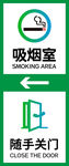 吸烟室指示牌 随手关门