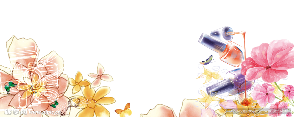 手绘 水彩 鲜花 装饰 唯美
