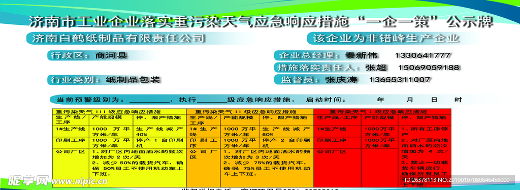 企业重污响应措施一企一策