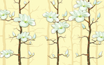 淡色白色玉兰花植物画