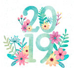 彩绘花卉装饰2019艺术字