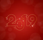 金色细线条2019艺术字矢量图