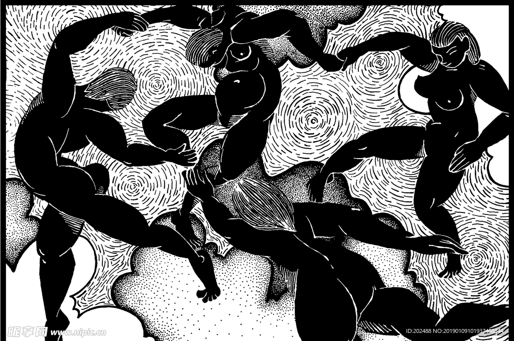 黑白装饰抽象画