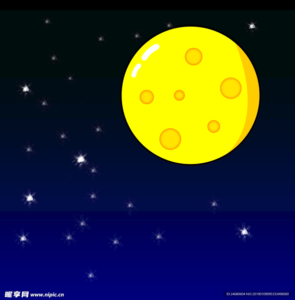 月亮 黑夜  星星