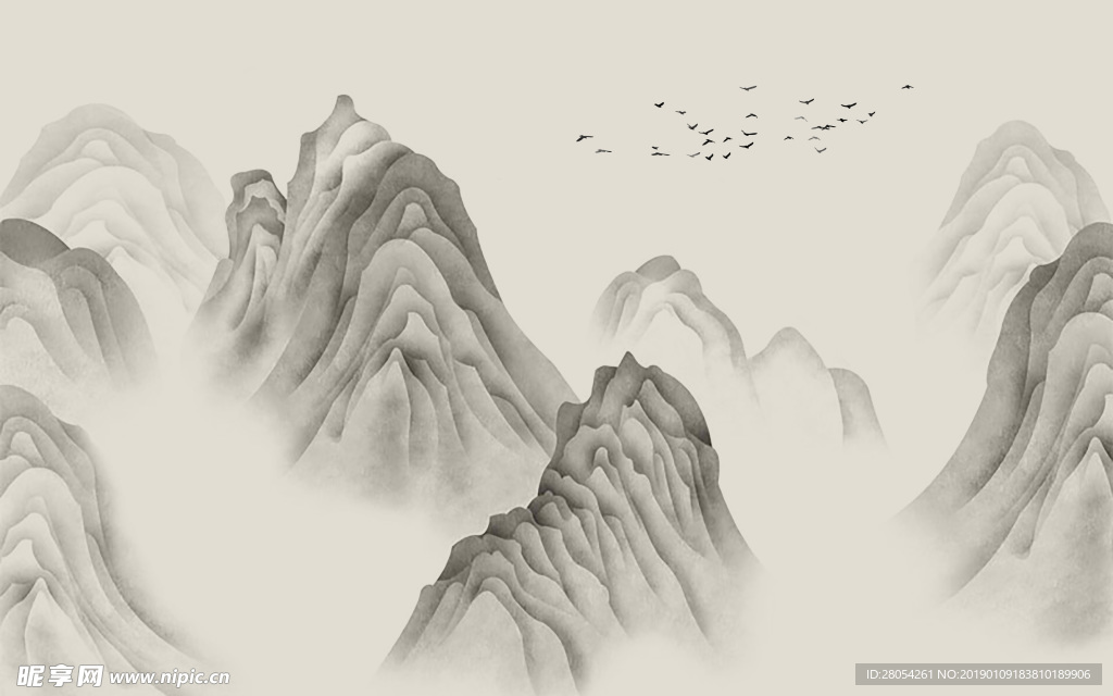 水墨山