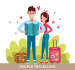 卡通旅行情侣设计矢量素材