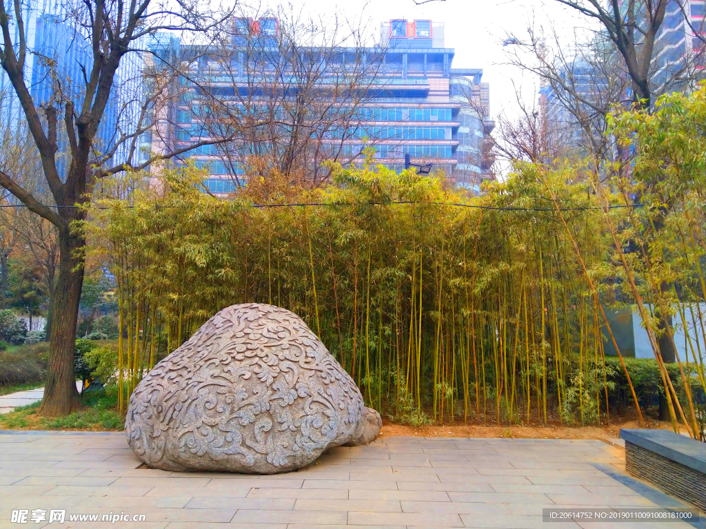 深秋时节的公园风景