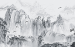 淡色水墨山水画