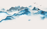 淡色简约大气山水画