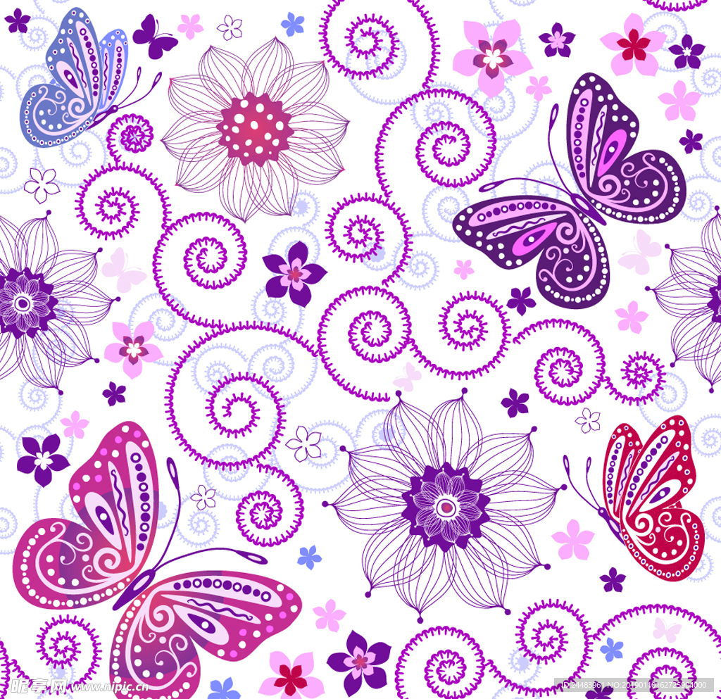 紫色蝴蝶花纹