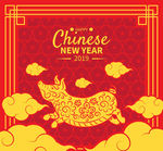 2019祥云猪红色海报