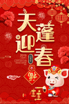 红色大气天蓬迎春新年海报