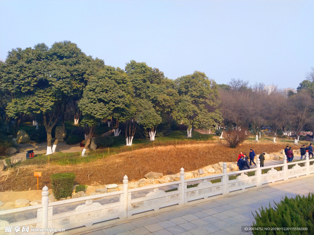 日暮下的公园风景