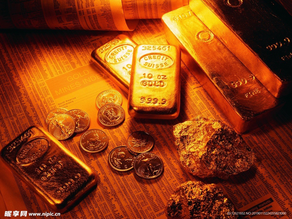 黄金背景金币 金砖