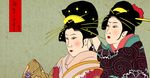 化妆的美女侍女美妆新娘妆工笔画