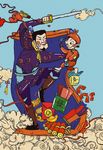 复古新年手绘插画门神