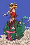复古舞狮子龙王保平安插画
