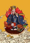 复古灶王爷插画新年