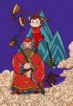 复古新年打扫房间插画
