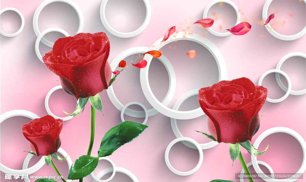 3D圆圈玫瑰图片