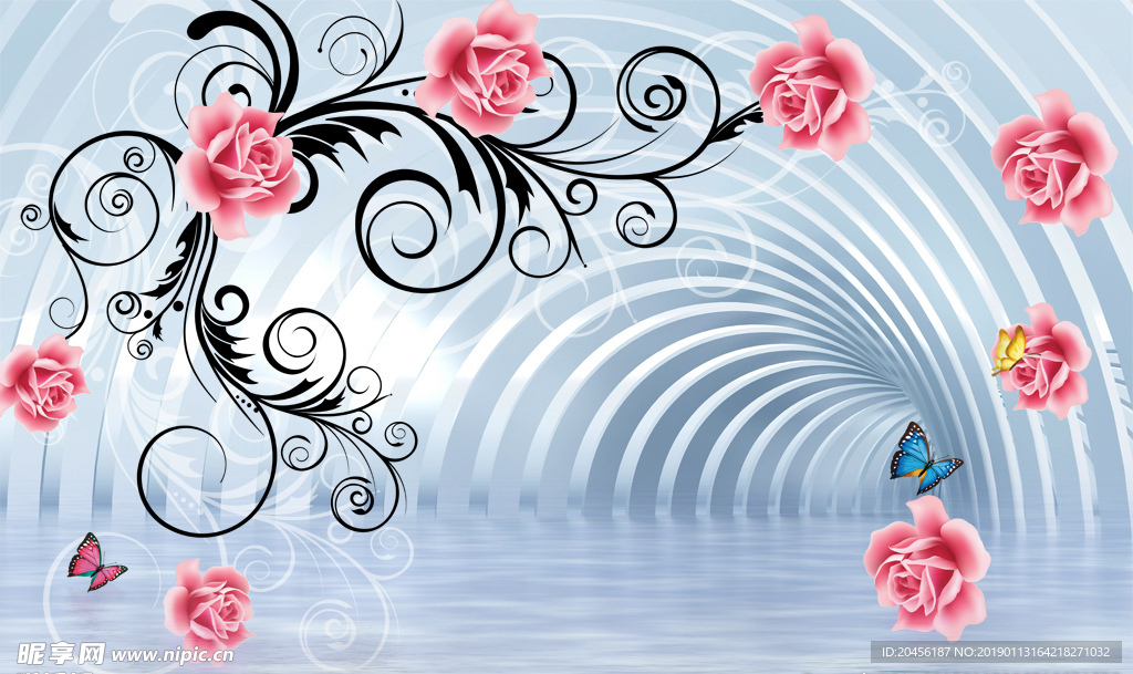 3D水上玫瑰装饰画
