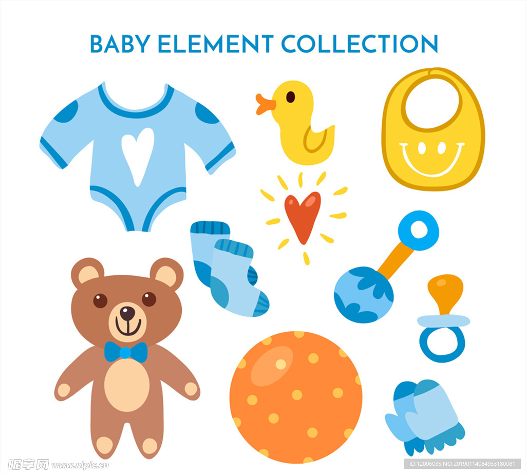 10款蓝色系婴儿用品矢量素材