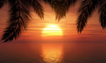 创意海上的夕阳风景矢量素材