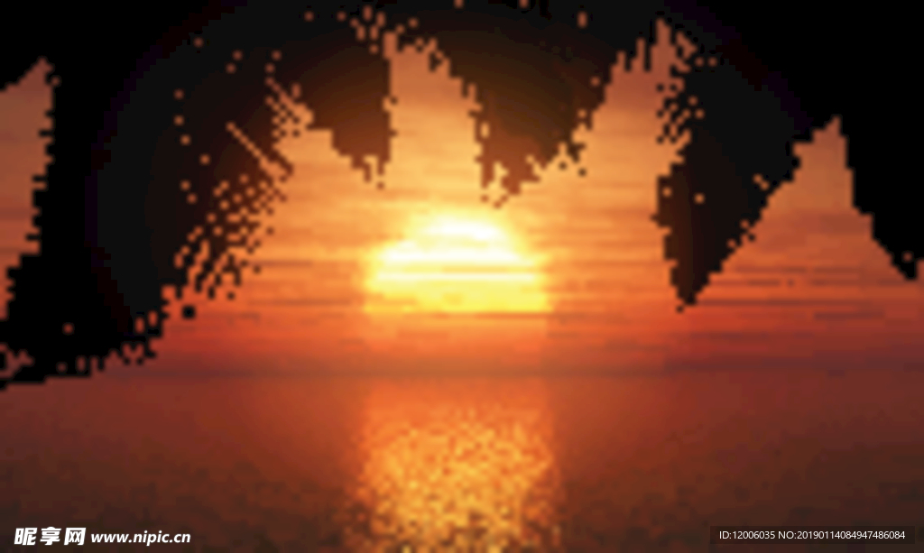 创意海上的夕阳风景矢量素材