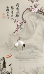 中式传统玄关花鸟植物画