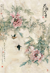 水墨国画花朵鸟儿